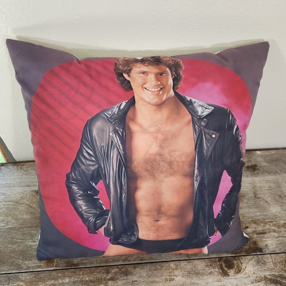 David Hasselhoff Pillow Baywatch Funny Gag Gift White Elephant Novelty Decor